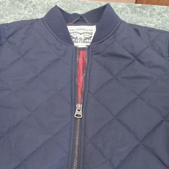 Levi's Jacket Mens LG Diamond Quilted Lightweight Navy Barn Trucker Work Jacket - Picture 5 of 14